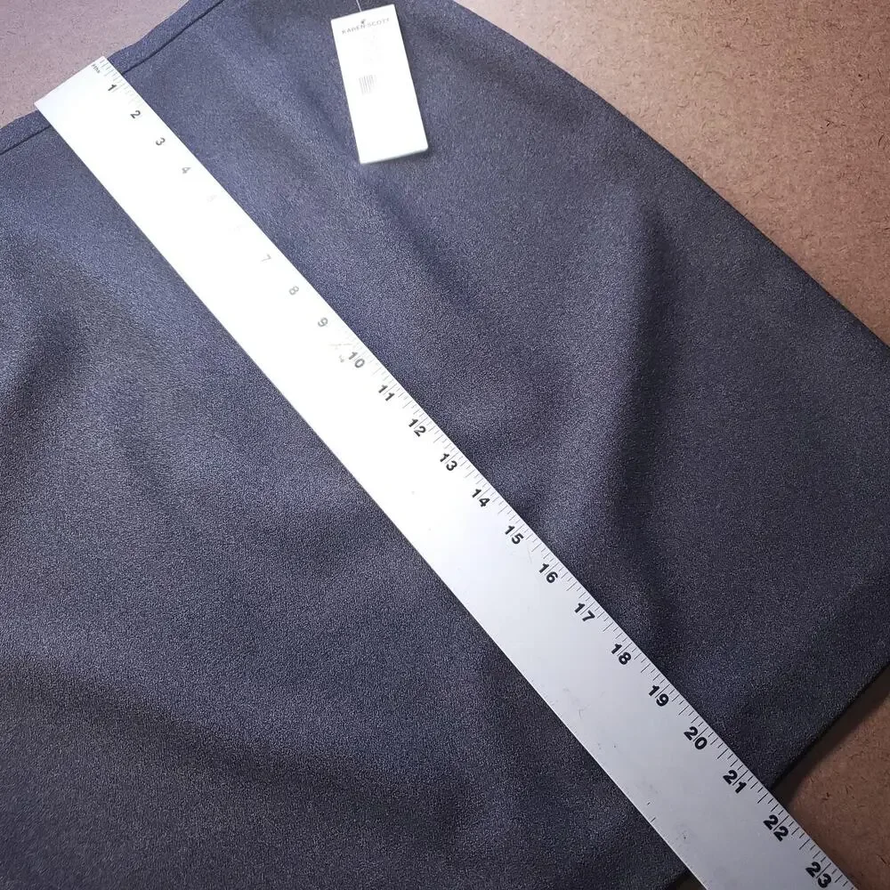 Karen Scott Skirt Women 10 Gray Straight Pencil Knee Length Back Zip Button NWT